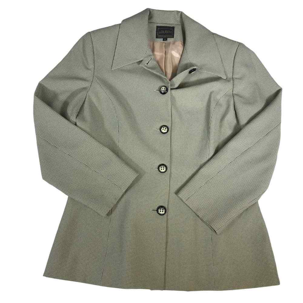 Louben Womens Suit Jacket Blazer Gray Geometric Slit Long Sleeve Buttons Lined 8